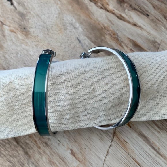 Dyrberg/Kern Kiapa turquoise enamelled hoop earrings - Picture 5 of 8